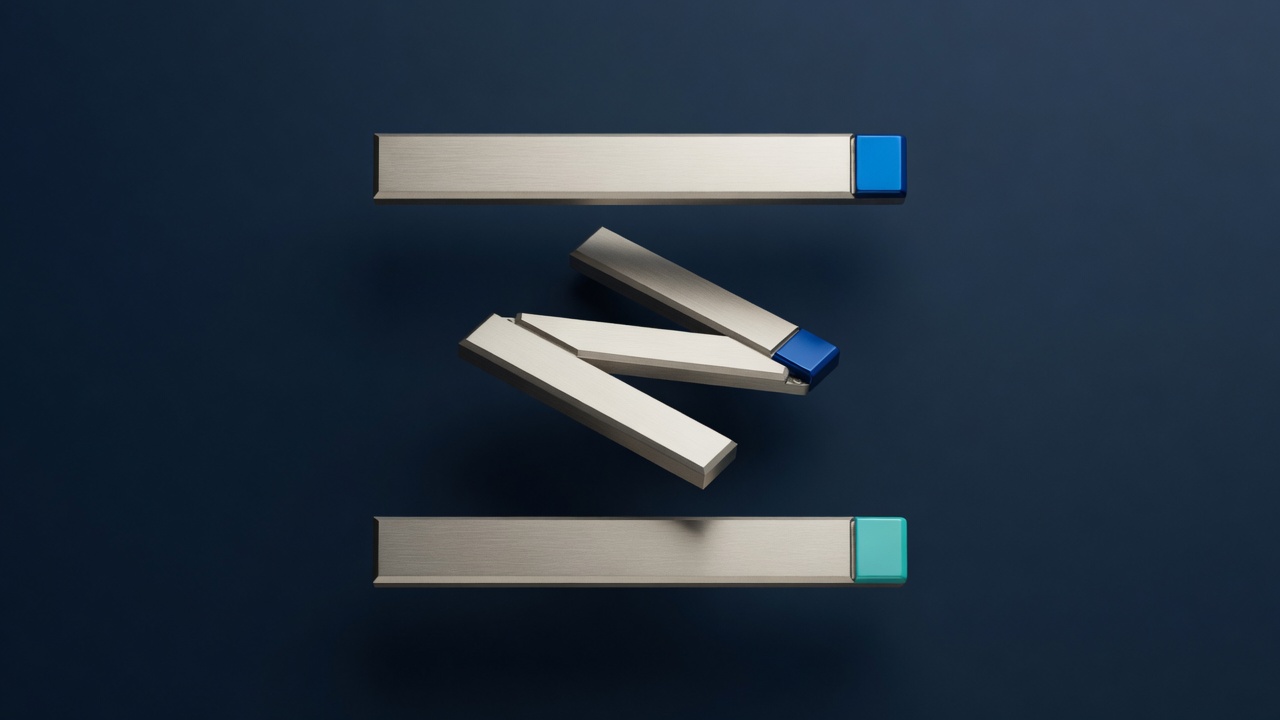 Machined plates arranged as the ZedOS mark